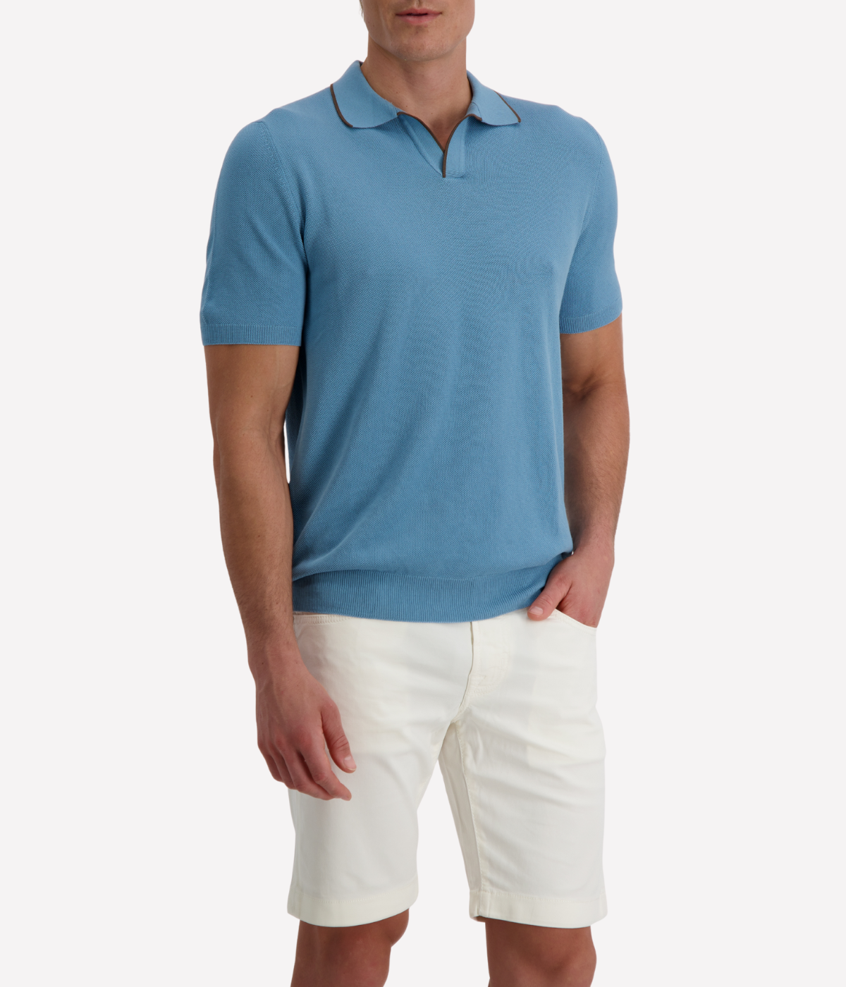Short Sleeve Tennis Shirt in Dusty Blue