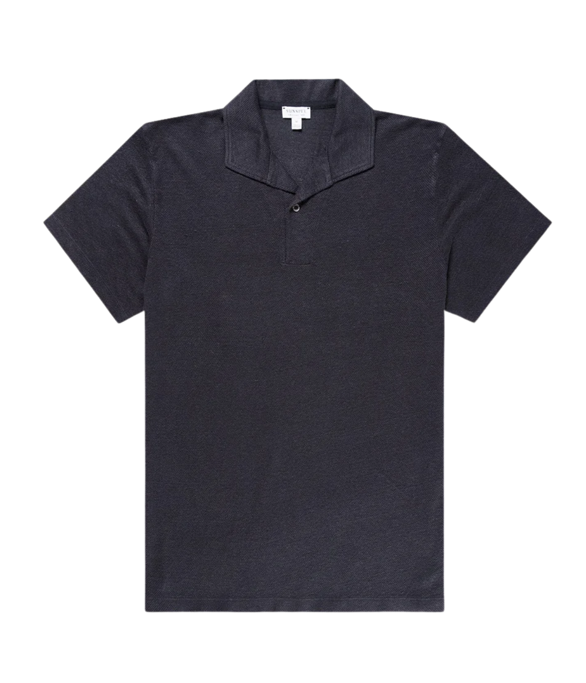 SUNSPEL Linen Pique Polo Shirt In Navy