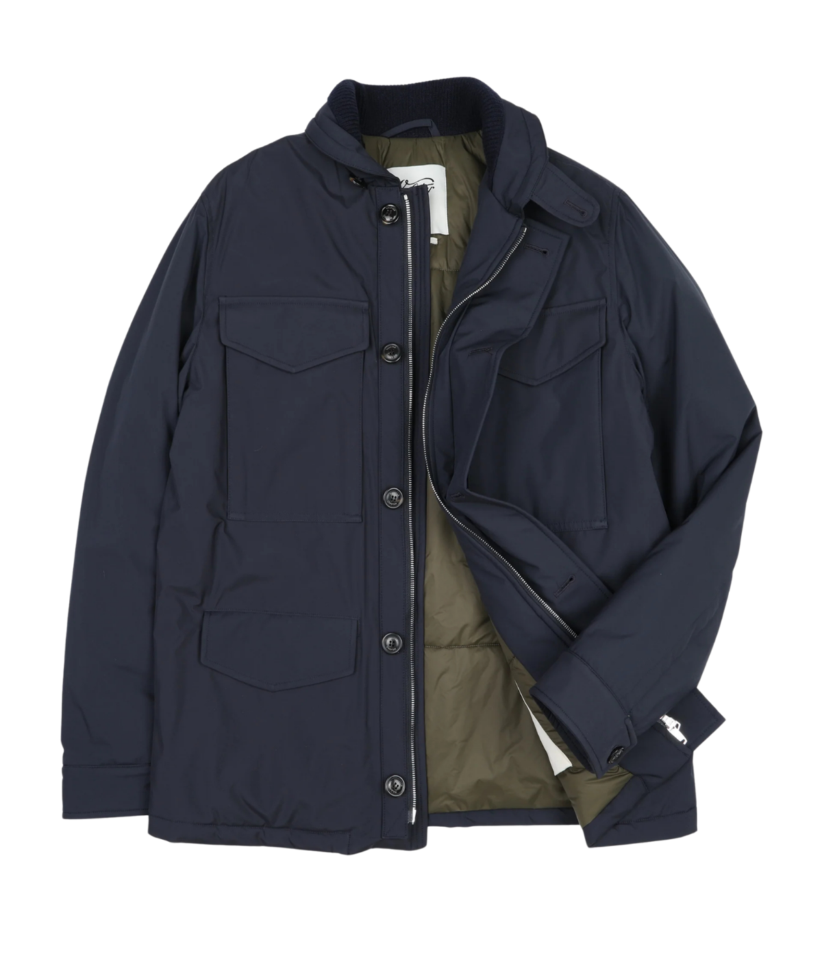 Valstar Loyal Padded Field Jacket in Navy  - Flat Lay front view showing lining details 