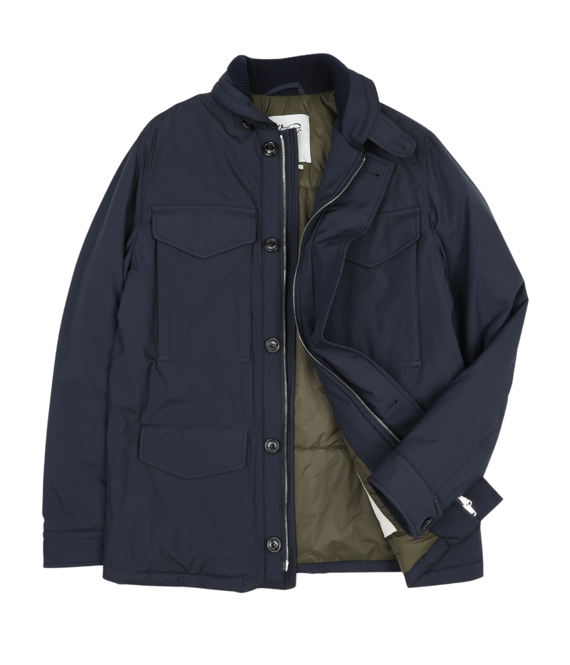 Valstar Loyal Padded Field Jacket in Navy  - Flat Lay front view showing lining details 