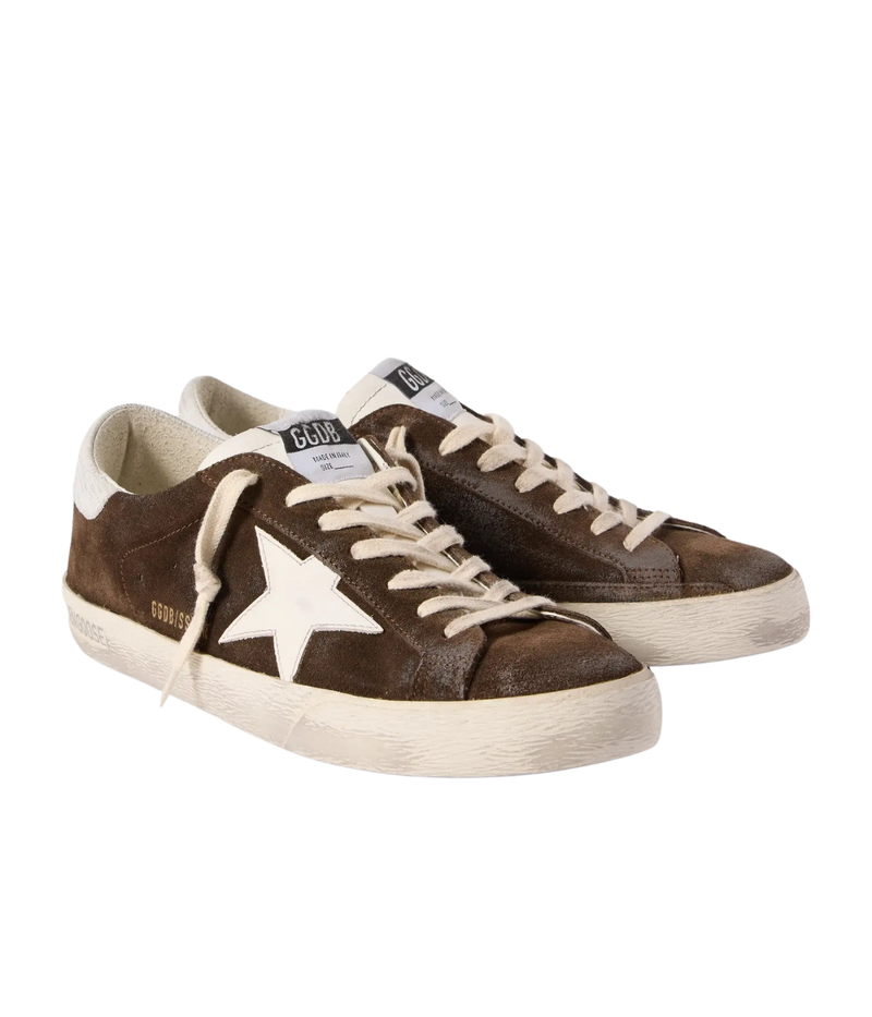 Super Star Sneaker in Brown White - Angled Side Shot