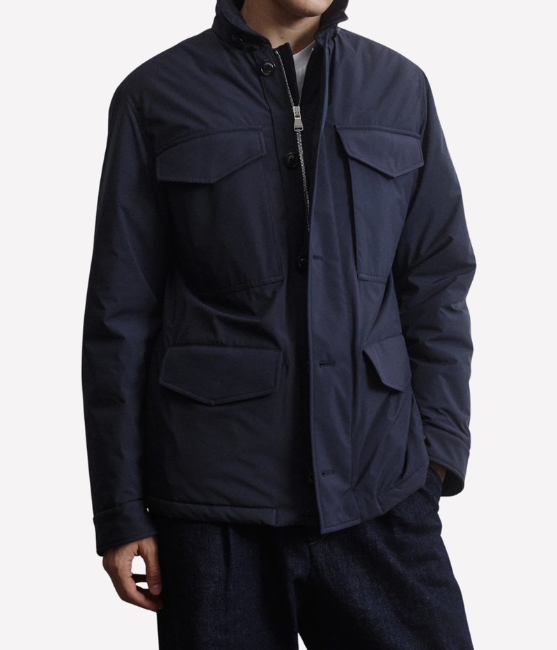 Valstar Loyal Padded Field Jacket in Navy - Upper Front View on Model.
