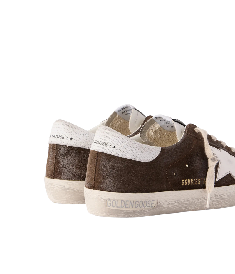 Super Star Sneaker in Brown White - Angled Back Shot