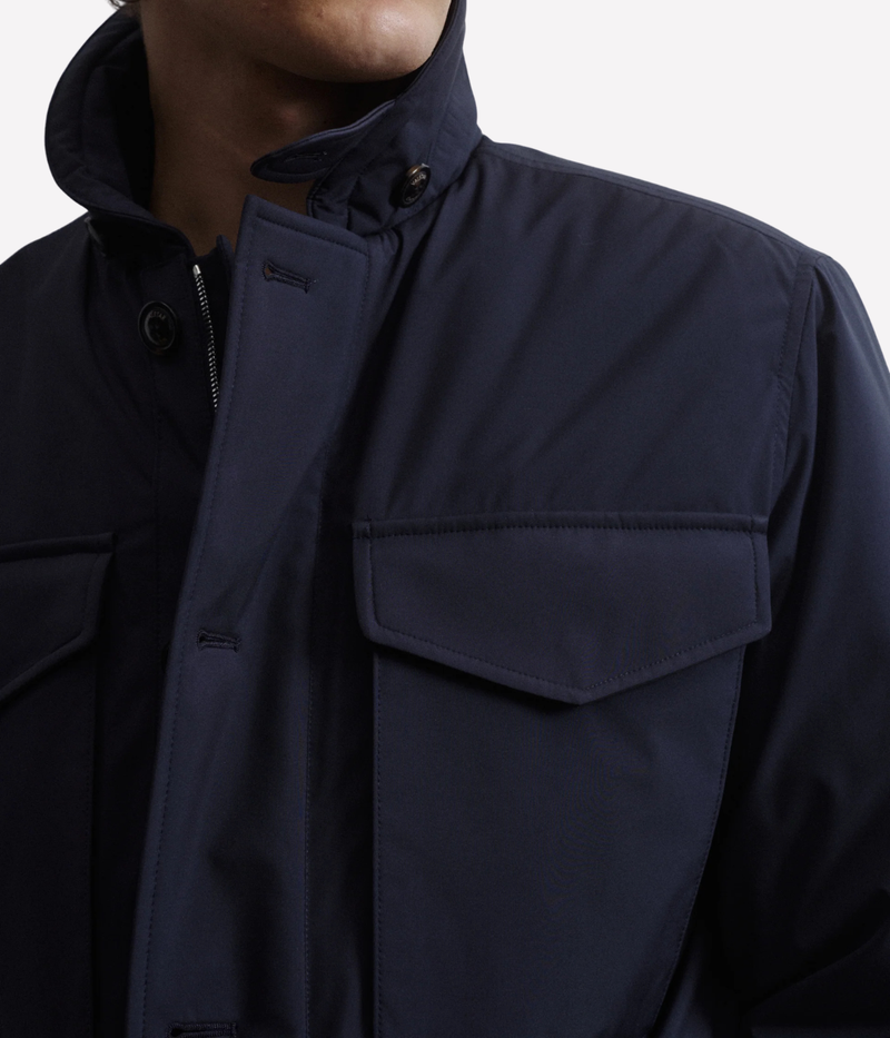 Valstar Loyal Padded Field Jacket in Navy - Close Up on Collar