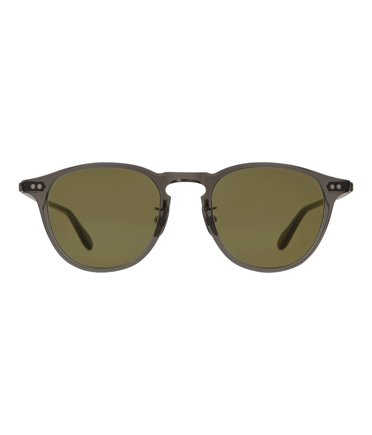 Garrett Leight Hampton J Sun 47 in Eclipse & Pure Mojito front view with premium glass lenses.
