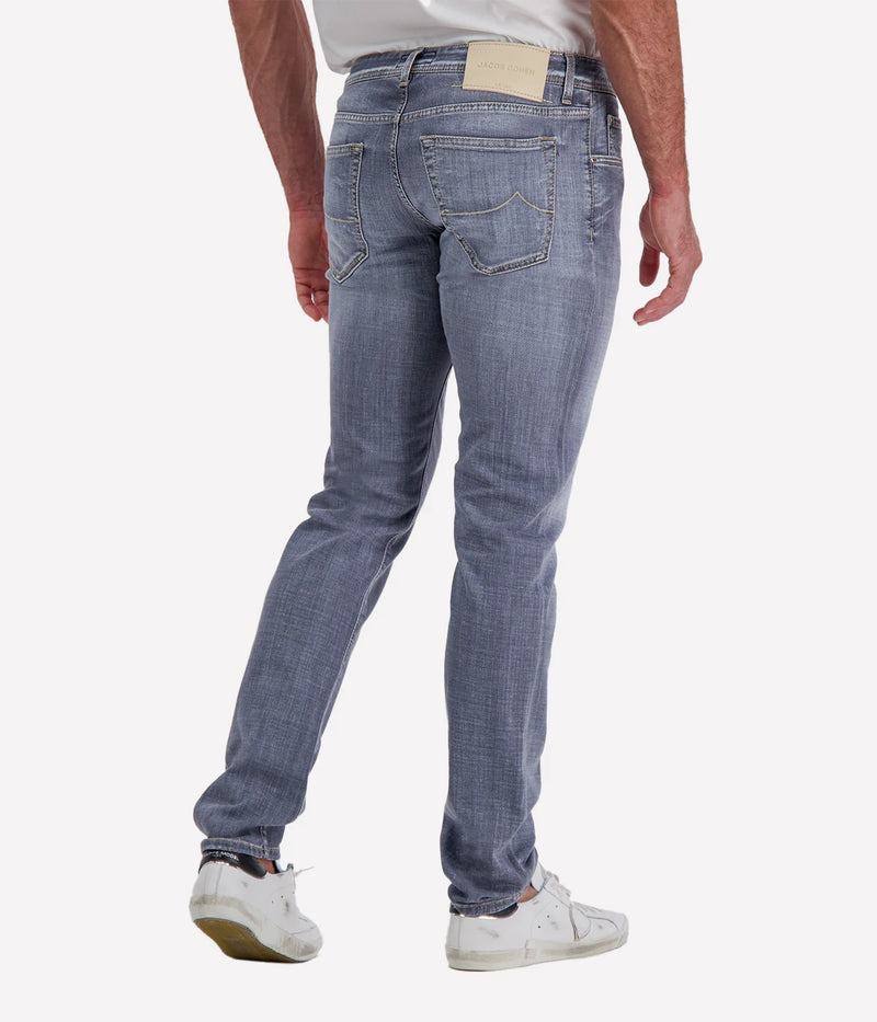 Jacob Cohën Super Slim Fit Nick Pant 5 PKT in Light Black – Back View Super Stretch Denim Jeans