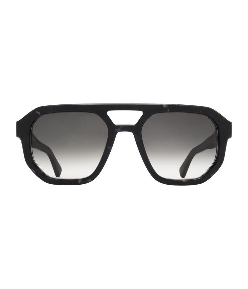 MYKITA MYLON Amare Sun C178 in Black Havana & Shiny Silver front view featuring ZEISS gradient lenses.