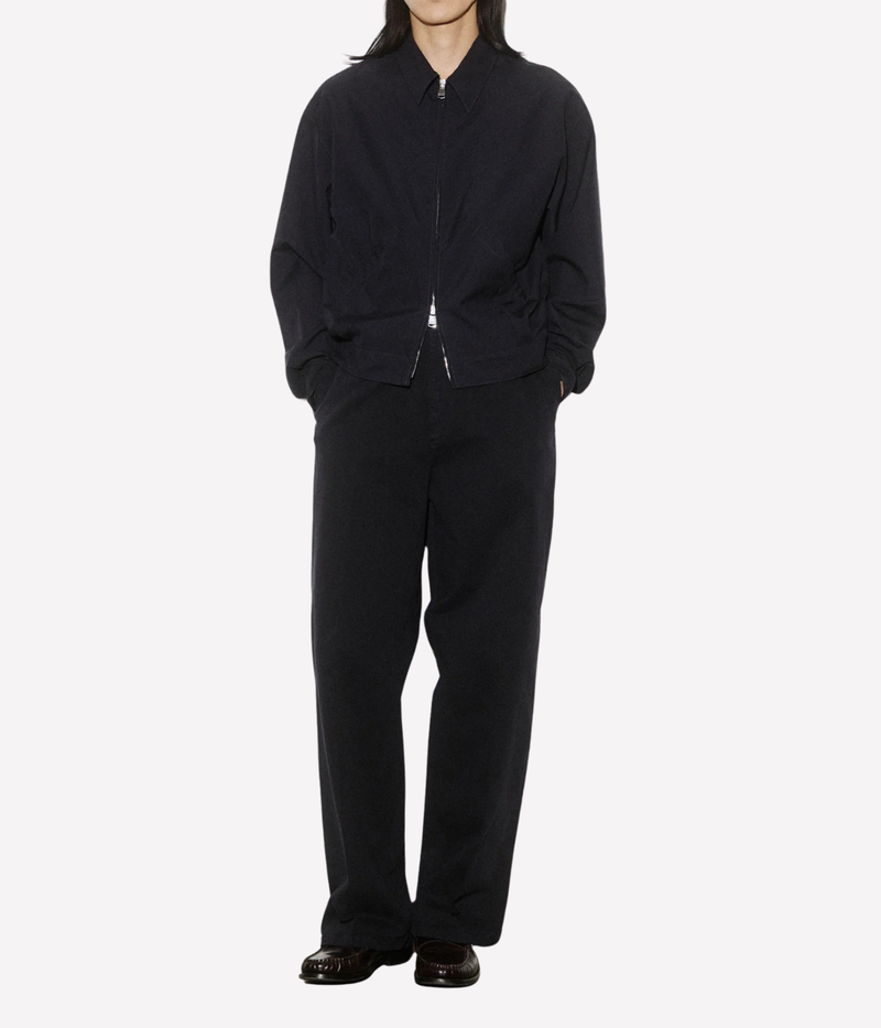 Valstar Stan Bomber Jacket in Navy - Full Length front view on model
