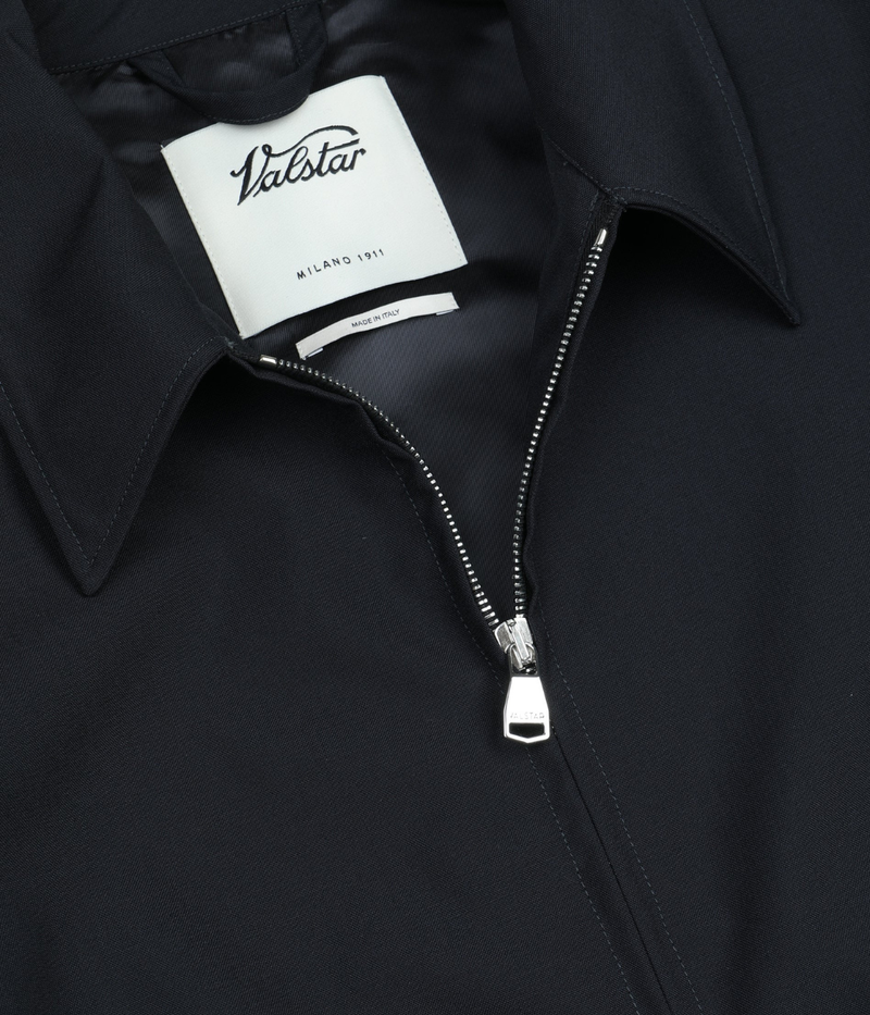 Valstar Stan Bomber Jacket in Navy - Close Up on Zipper