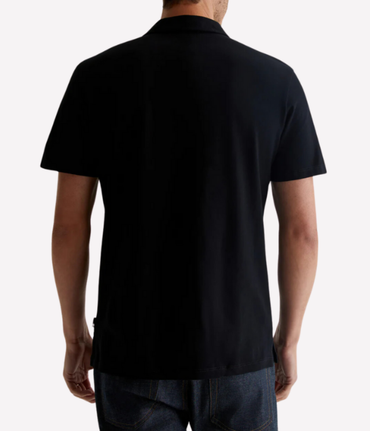 AG Jeans Bryce Johnny Collar in True Black – Back View Cotton Johnny Collar Polo Shirt