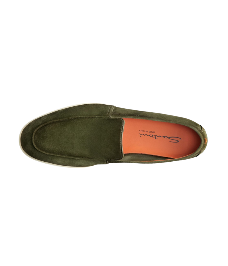 Santoni Malibu Loafer in Green Top View