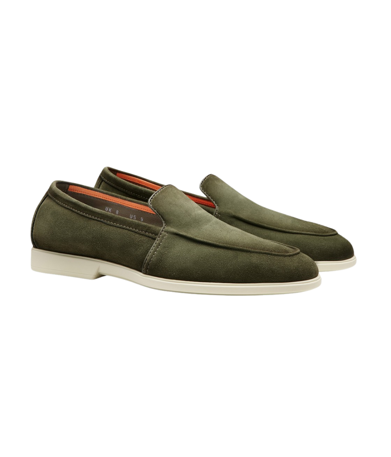Santoni Malibu Loafer in Green side view in pair