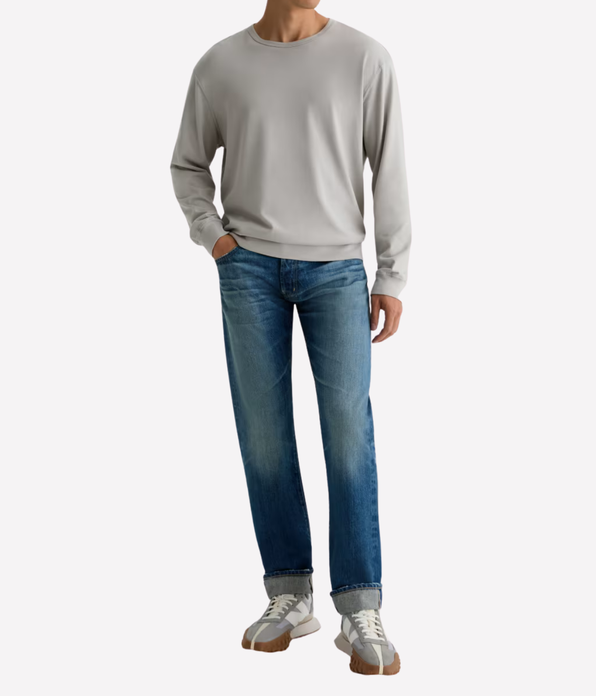 AG Tellis Jean in 15 Years Rafael worn on model - front view. 