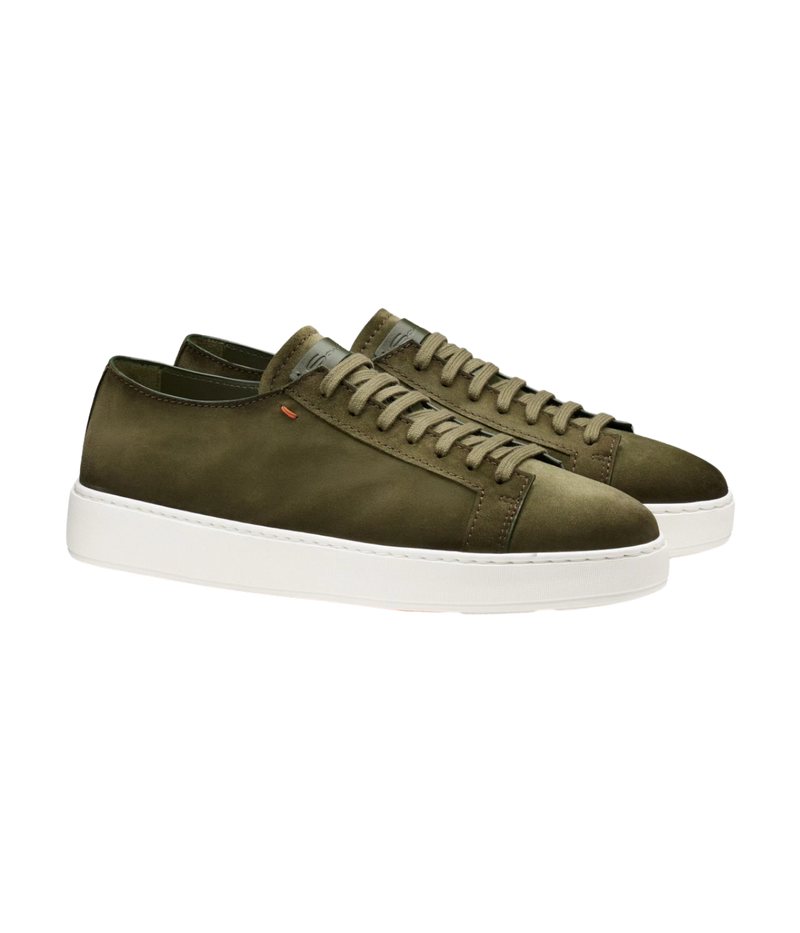 Santoni Damps 2 Sneaker in Green side view in pair. 