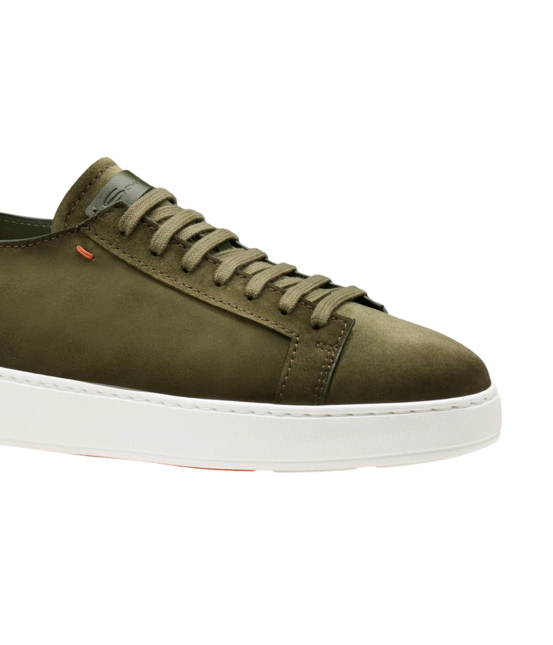 Santoni Damps 2 Sneaker in Green front upper details. 