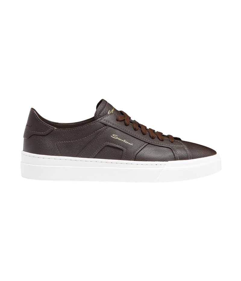 Santoni DBS Sneaker in Dark Brown side view.
