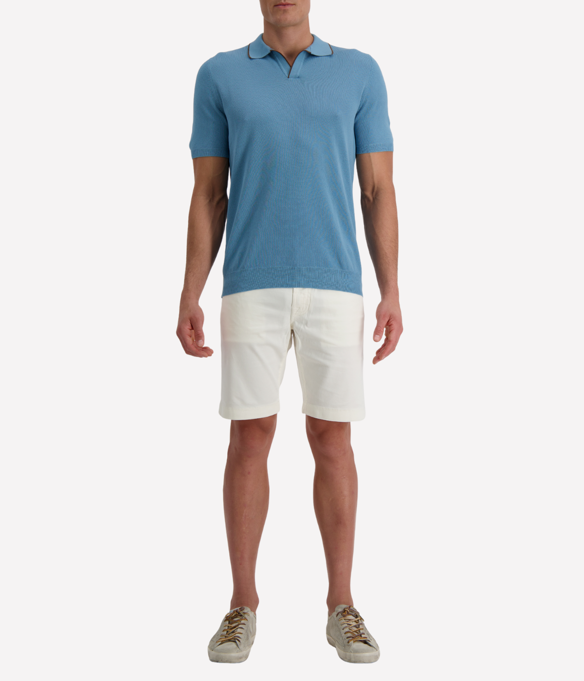 Short Sleeve Tennis Shirt in Dusty Blue