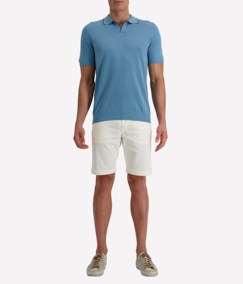 Short Sleeve Tennis Shirt in Dusty Blue