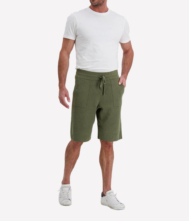 Roberto Collina Knit Bermuda in Militare – Front View Drawstring Knit Shorts