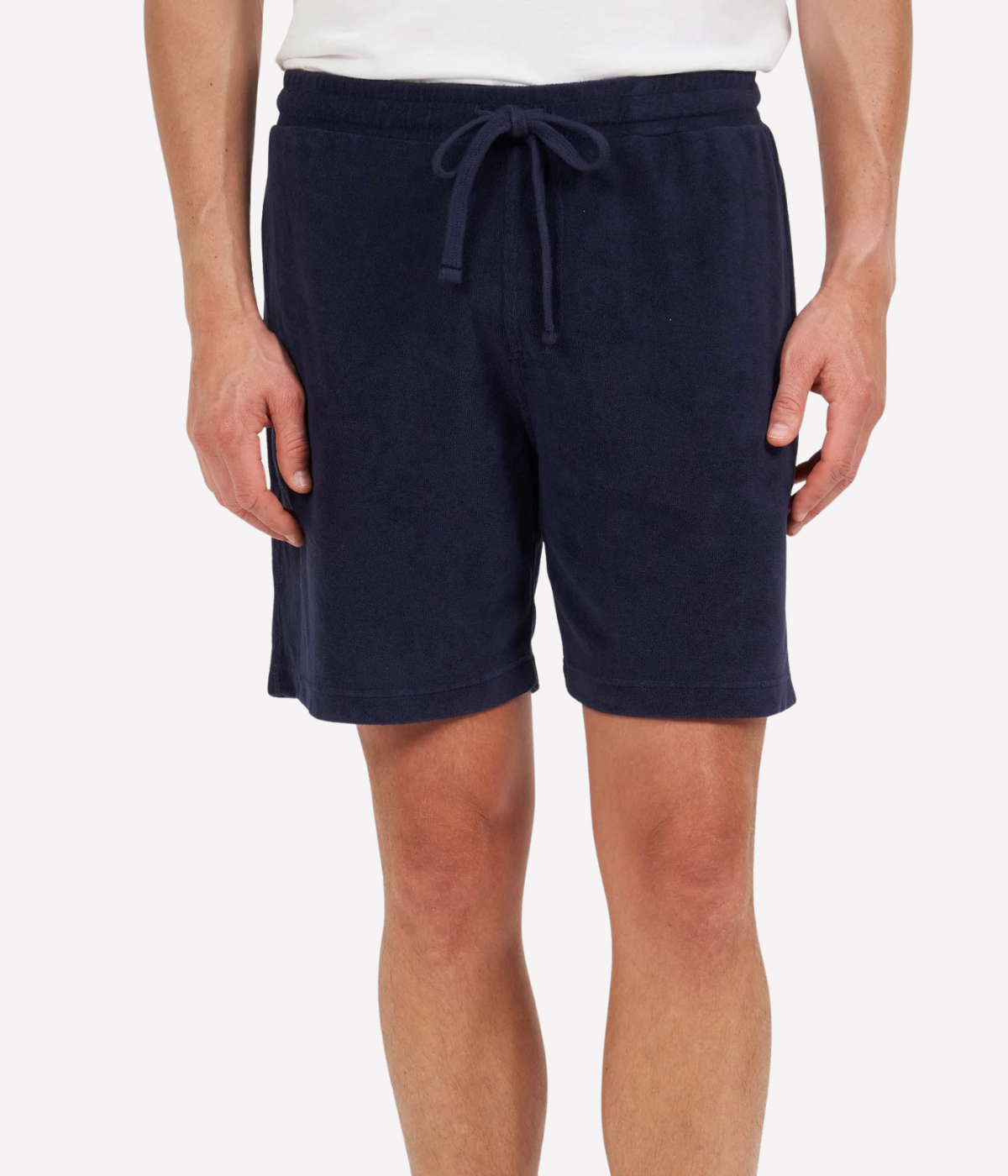 Men Knitted Bouclette Bermuda in Marine Blue