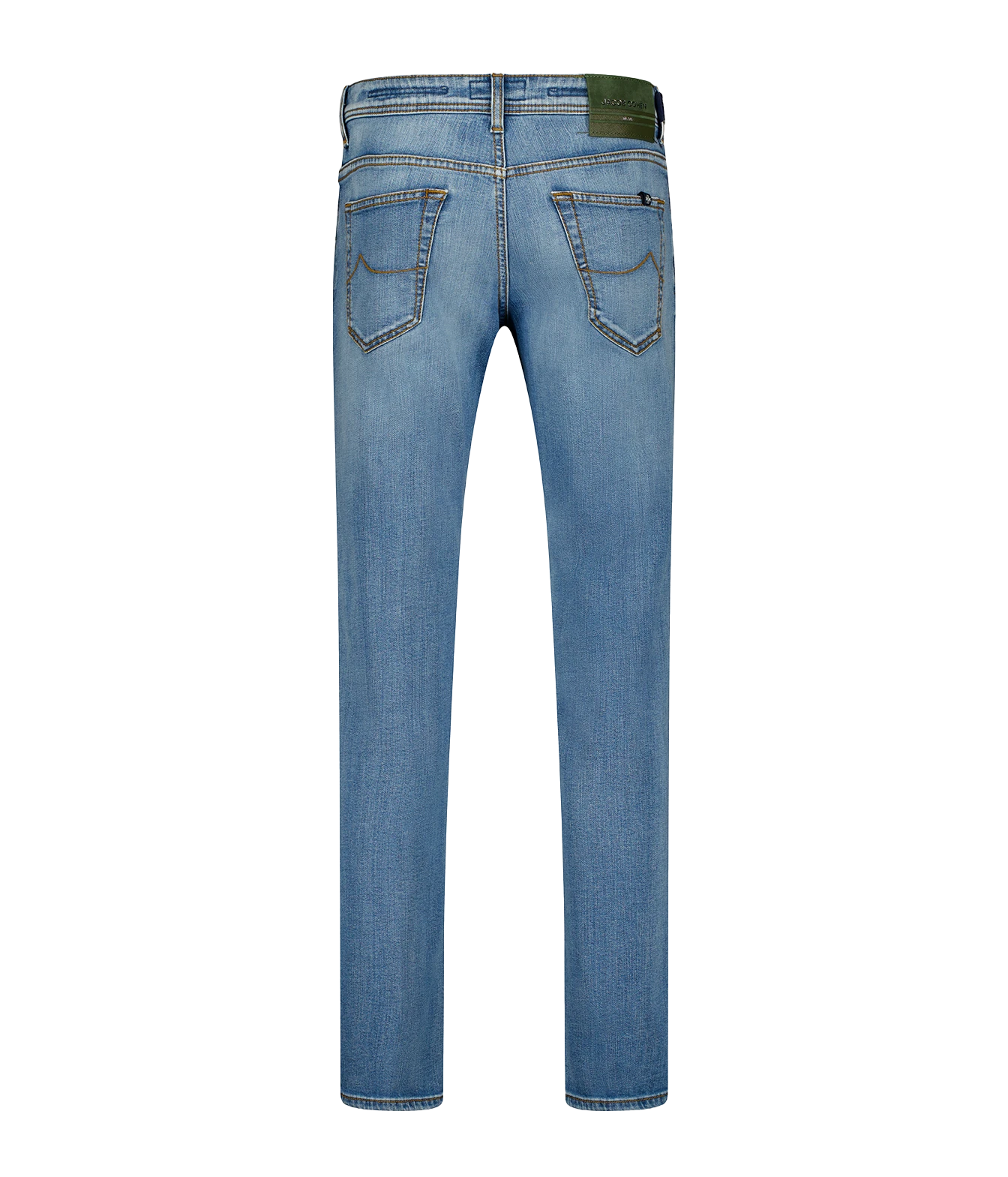 5 PKT CROPPED SLIM FIT SCOTT PANT in 300D Olive Stripe Leather Patch