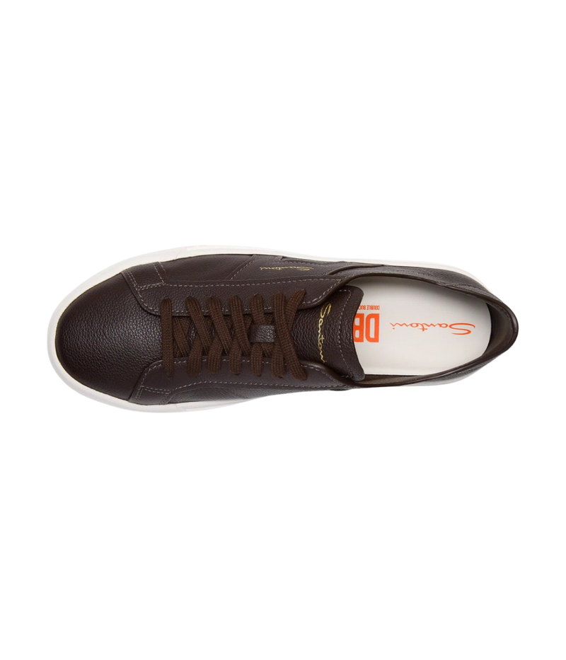 Santoni DBS Sneaker in Dark Brown top view.