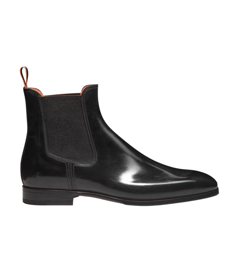 Santoni Archer Boot in Black side view.