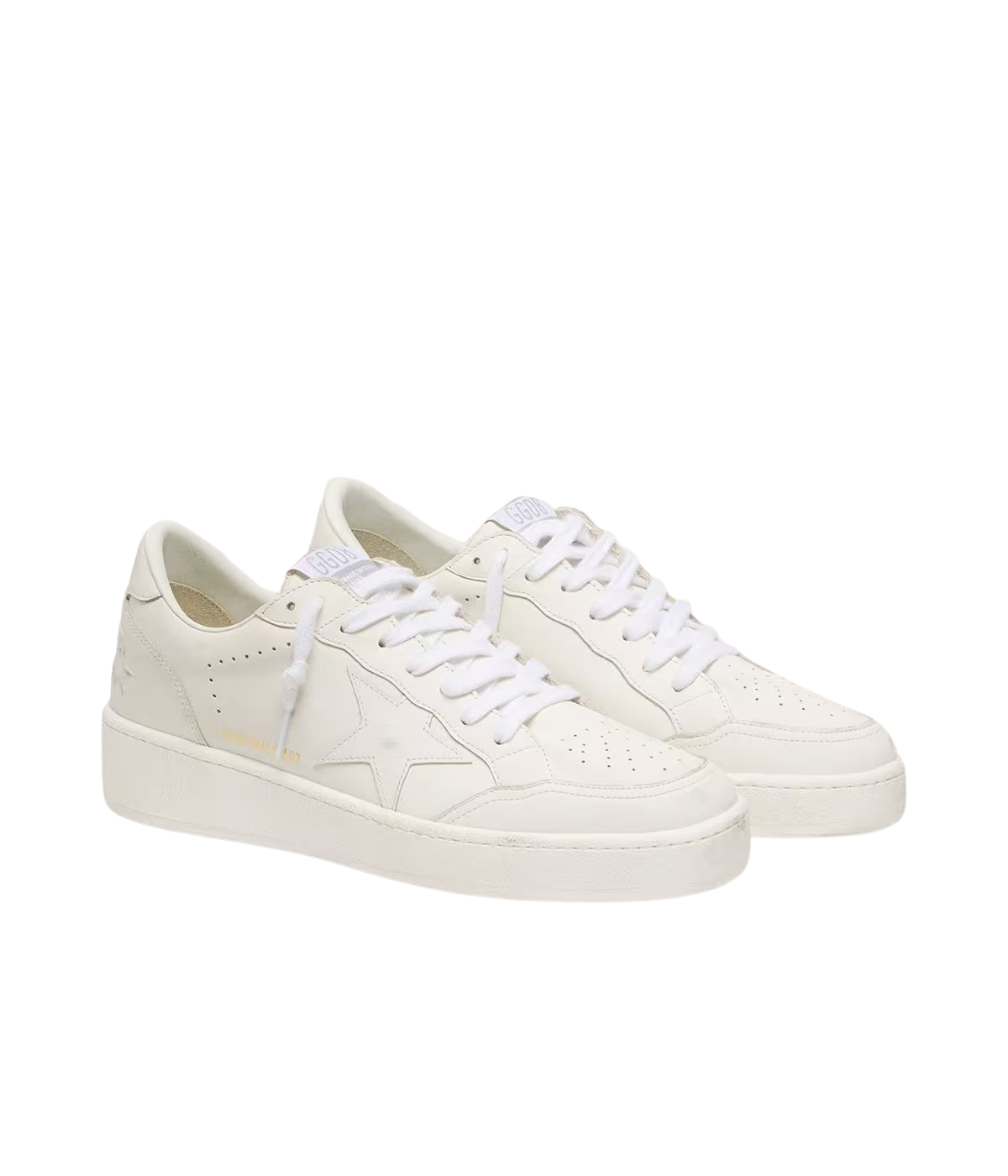 Golden Goose Ball Star 2 Sneaker In Optic White - angled side shot in pair