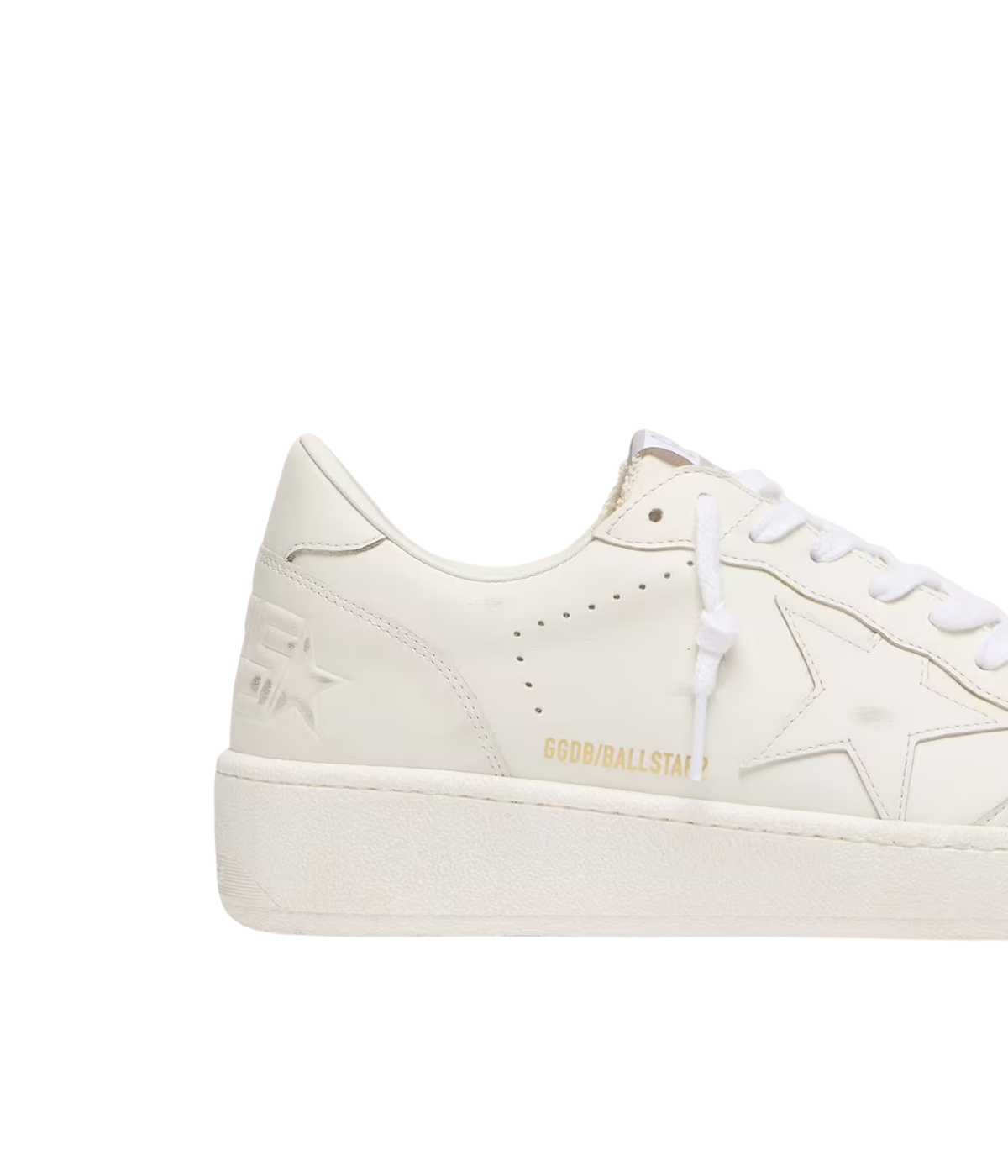 Golden Goose BallStar 2 Sneaker In Optic White - Close Up shot