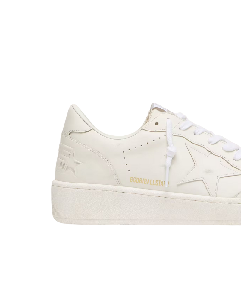 Golden Goose BallStar 2 Sneaker In Optic White - Close Up shot
