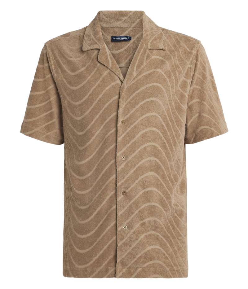 Roberto Fibra Jacquard Short Sleeve Shirt in Khaki