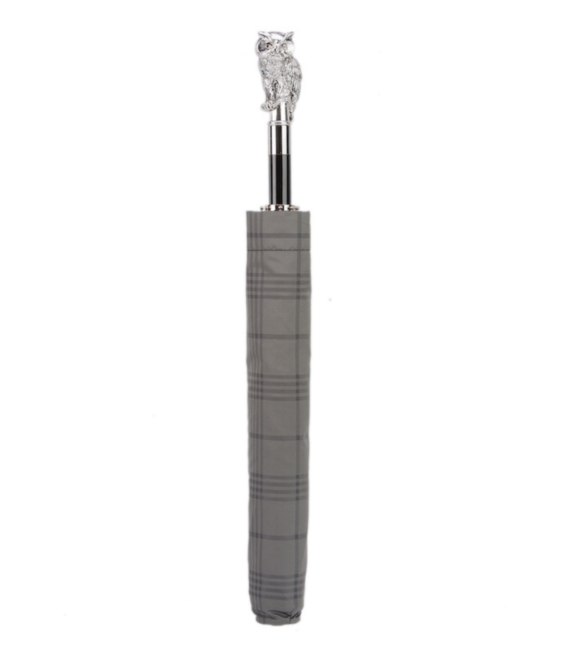 Pasotti Silver Owl Folding Umbrella - Full shot