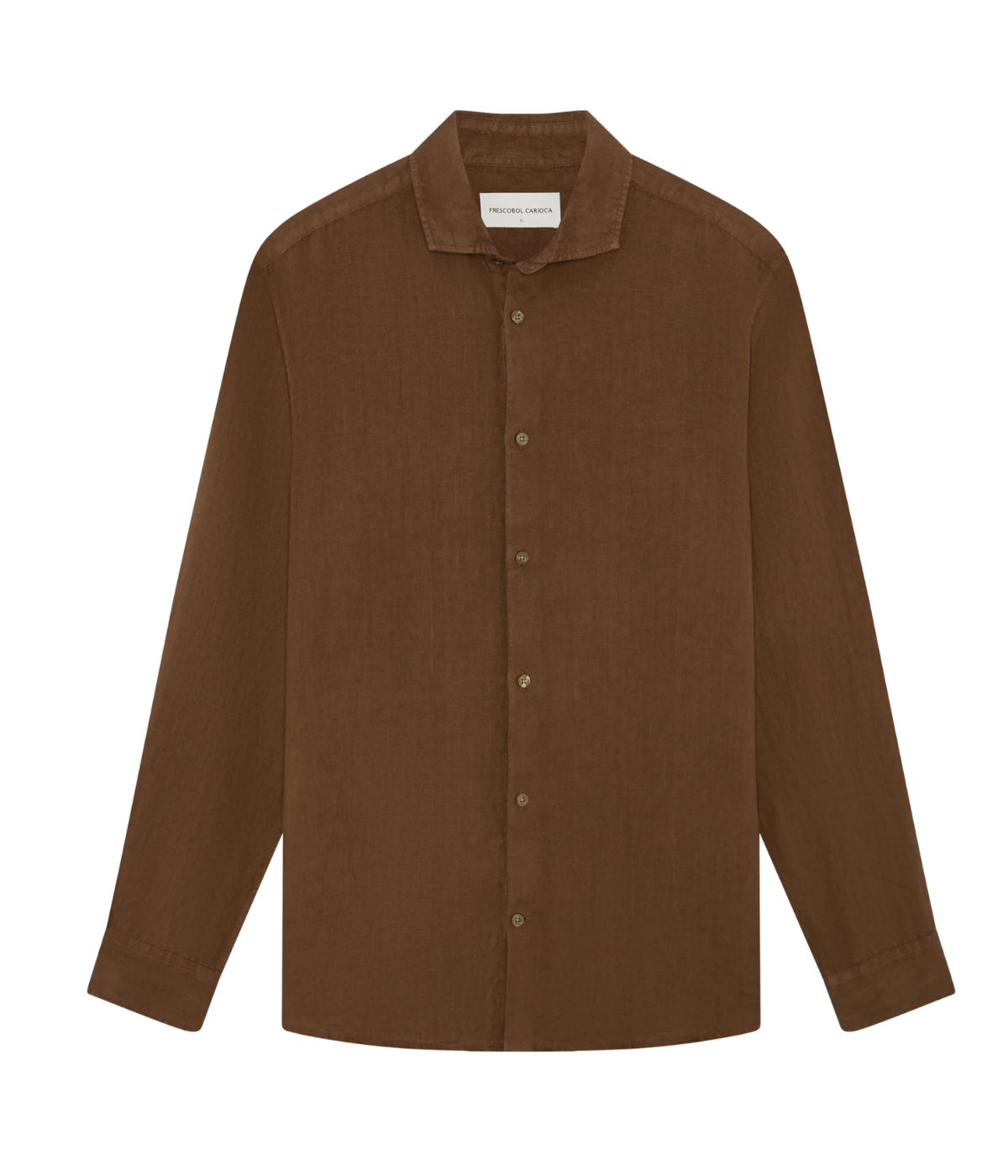 Antonio Long Sleeve Linen Shirt In Brown