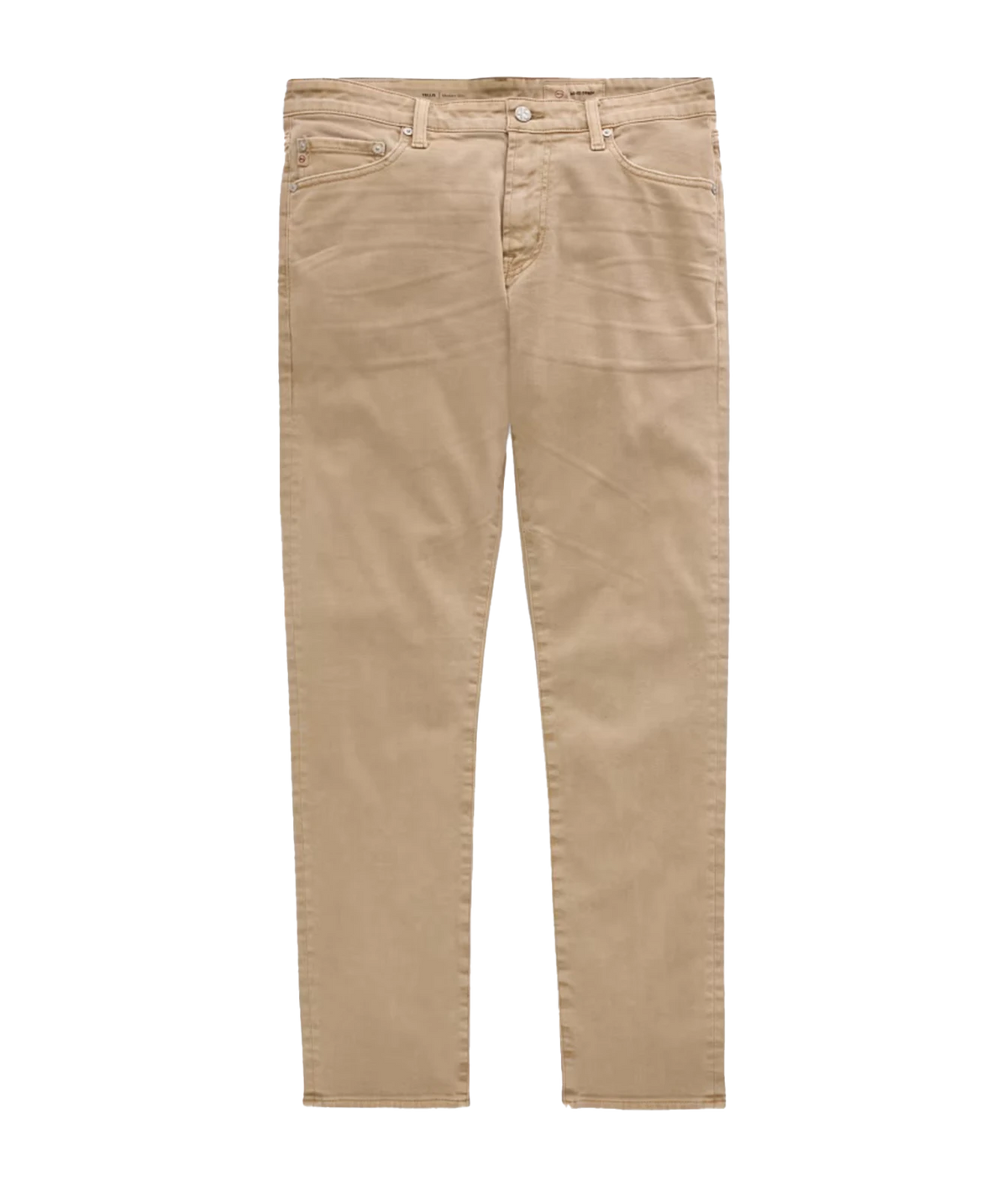 A pair of slim-fit Jeans in a light tan or khaki color, shown flat against a solid white background.