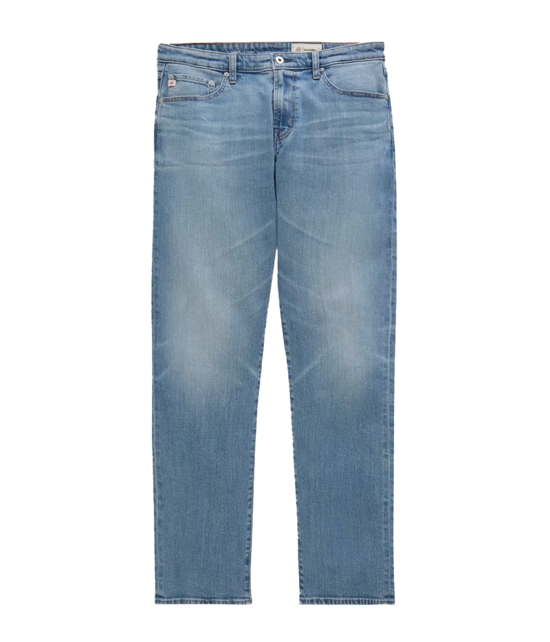 Light blue denim jeans with a faded wash, shown flat against a solid white background.