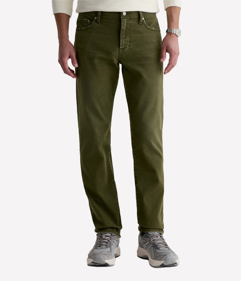 AG Everett 7 Years Sulfur Coastal Moss On Model Front View Slim Straight Pant