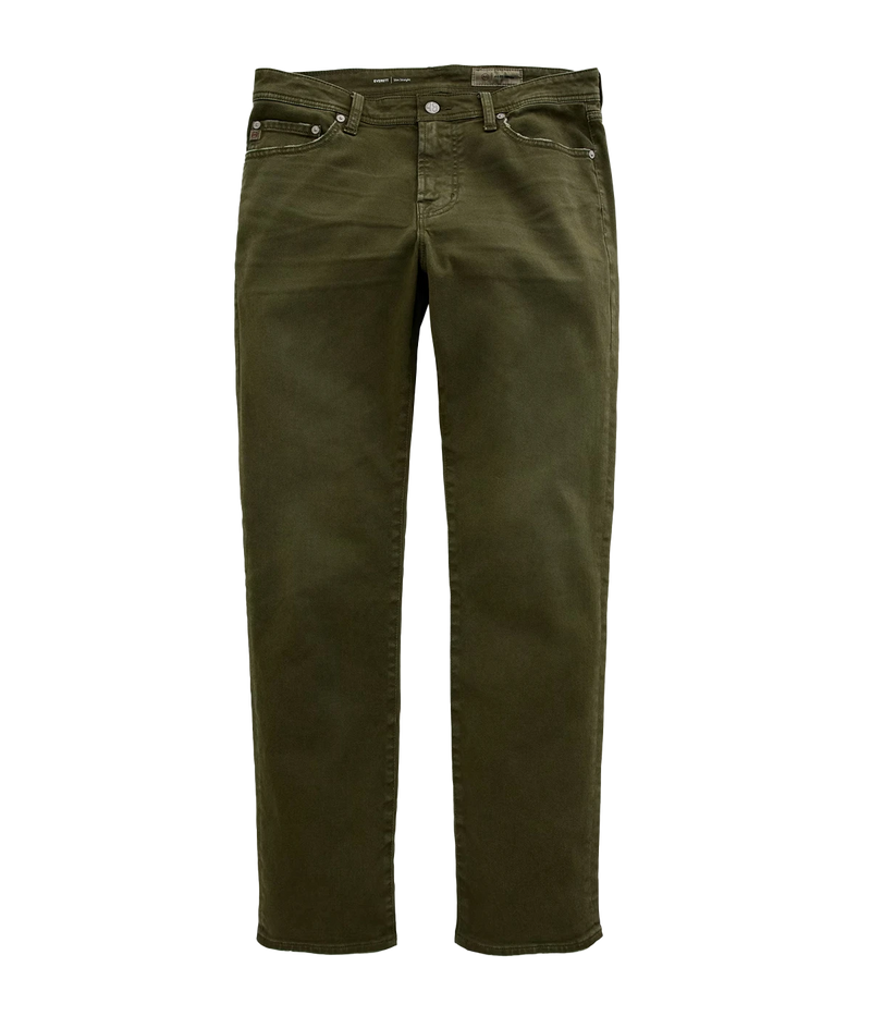 AG Everett 7 Years Sulfur Coastal Moss Flat Lay Front View Slim Straight Twill Pant