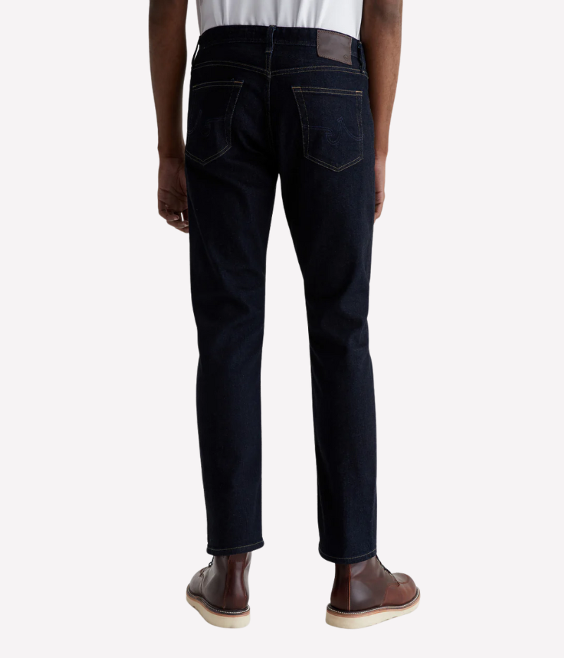 AG Everett slim straight jeans in deep indigo, featuring a mid-rise waist, tapered leg, and classic five-pocket design.