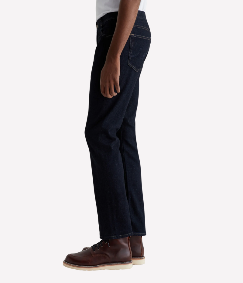 AG Everett slim straight jeans in deep indigo, featuring a mid-rise waist, tapered leg, and classic five-pocket design.