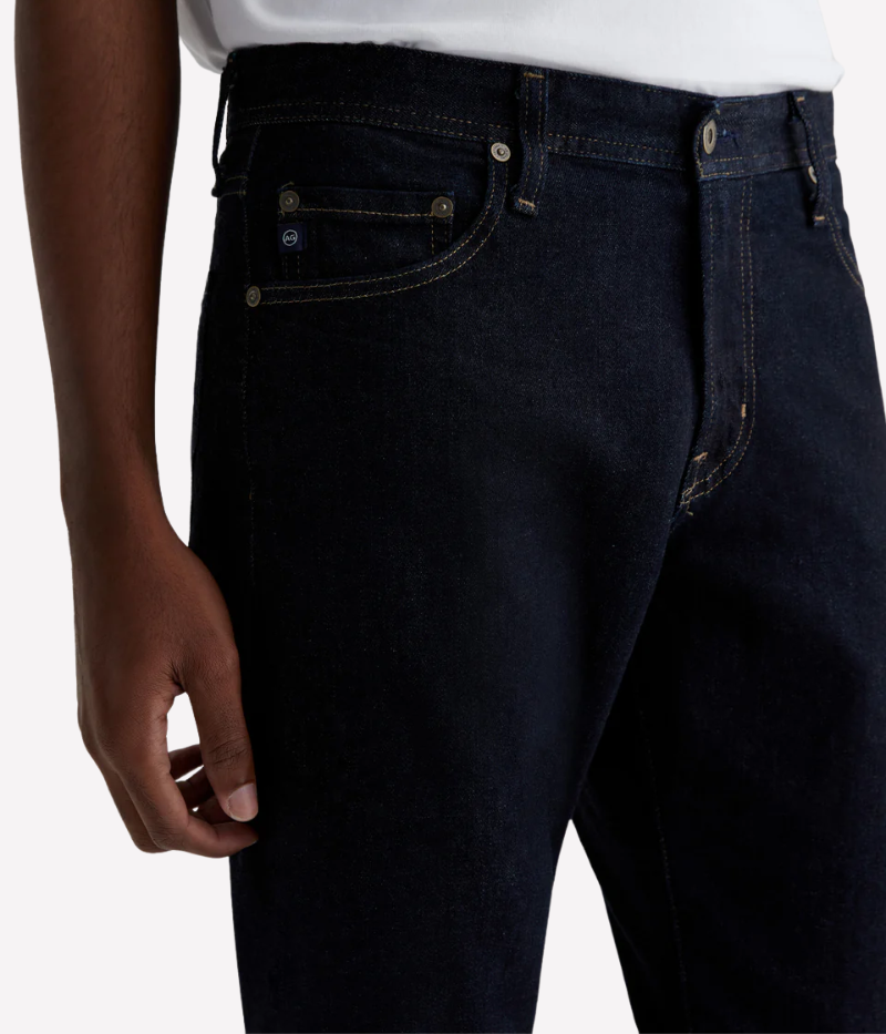 AG Everett slim straight jeans in deep indigo, featuring a mid-rise waist, tapered leg, and classic five-pocket design.