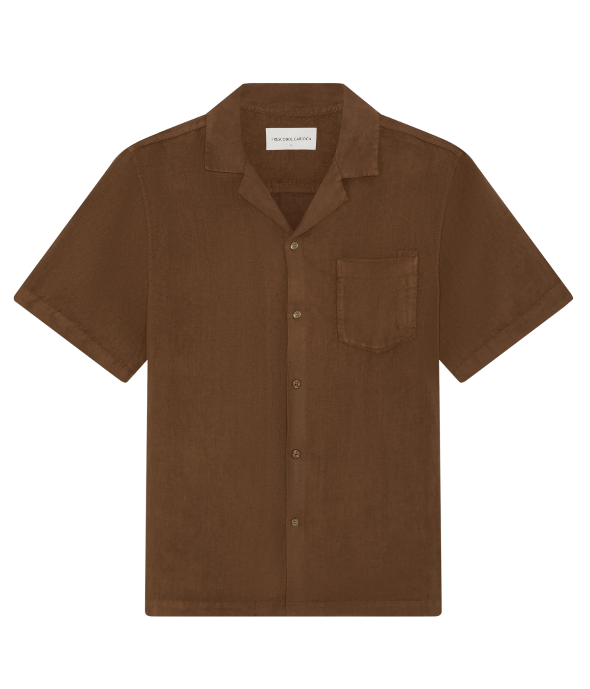 Angelo Short Sleeve Linen Shirt In Brown