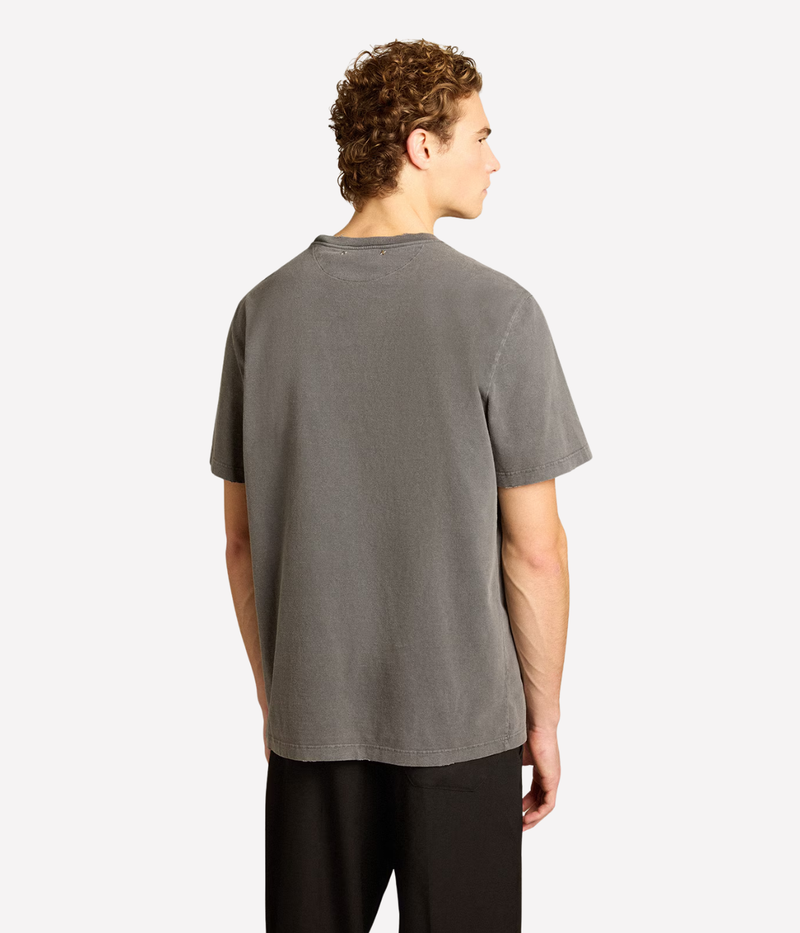 Golden Regular Distressed Cotton Shirt with Logo in Anthracite