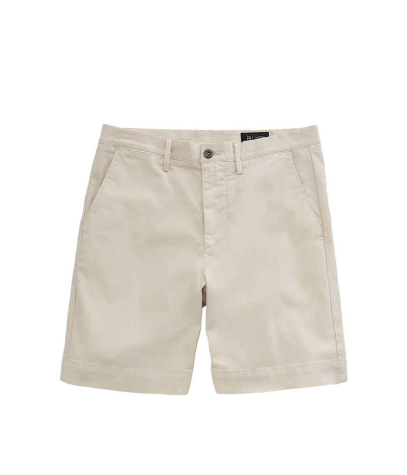 AG Jeans Archie Short in Pumice – Flat Lay Front View Tailored Stretch Twill Shorts