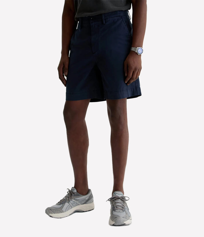 AG Jeans Archie Short in Sulfur Modern Navy – Angled Front View Tailored Stretch Twill Shorts