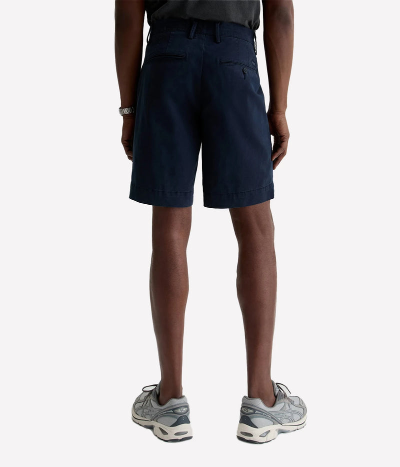 AG Jeans Archie Short in Sulfur Modern Navy – Back View on Model Tailored Stretch Twill Shorts