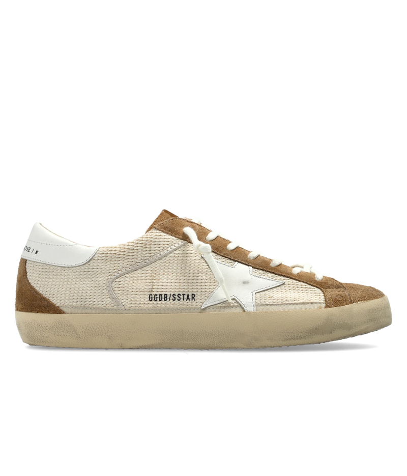 Golden Goose Super Star Sneaker in Cream, White & Brown - Side Shot