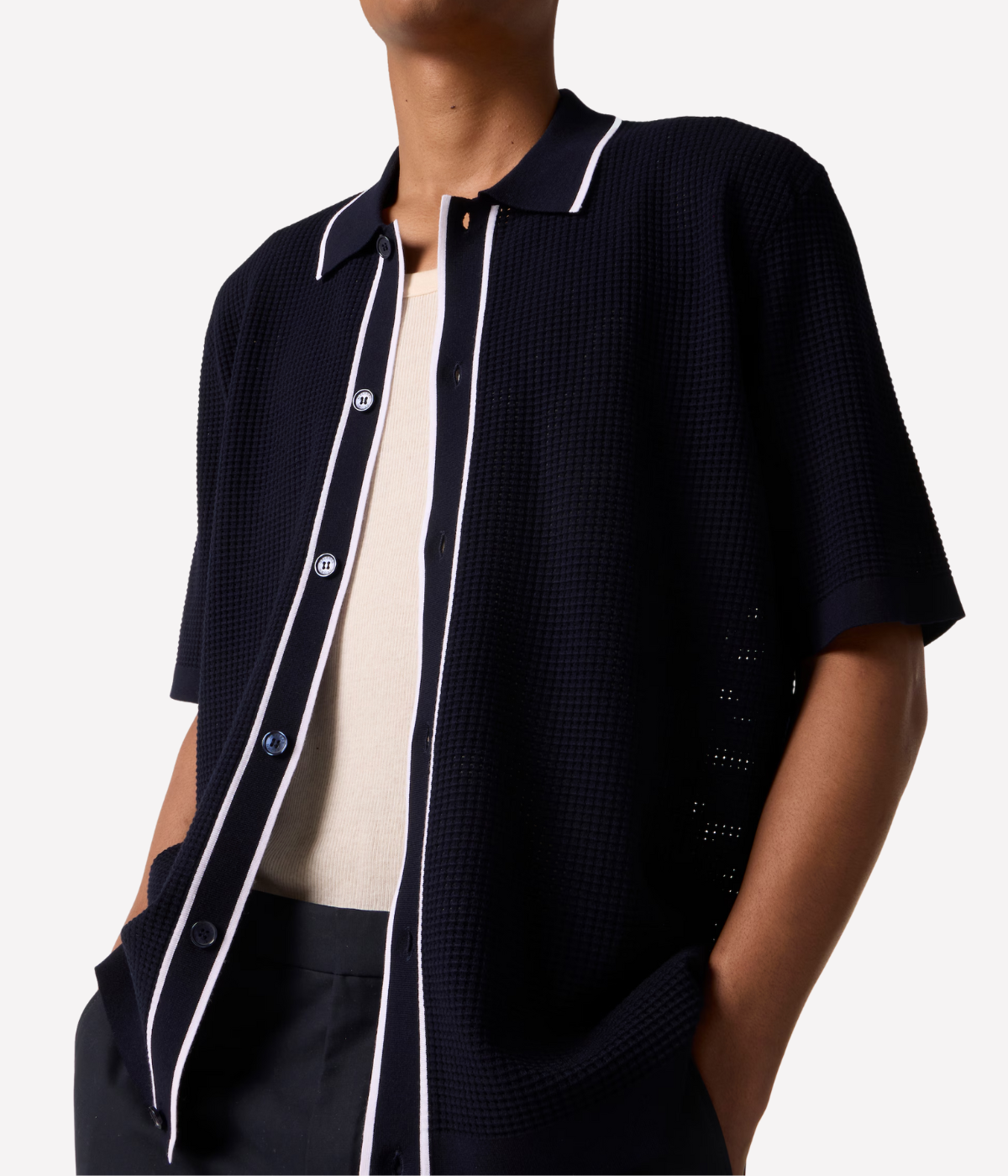 Roddy Button Thru Shirt in Night Iris & Cloud