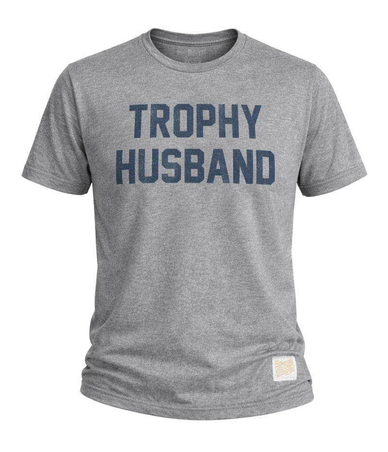 Trophy Husband Tee in Grey & Navy