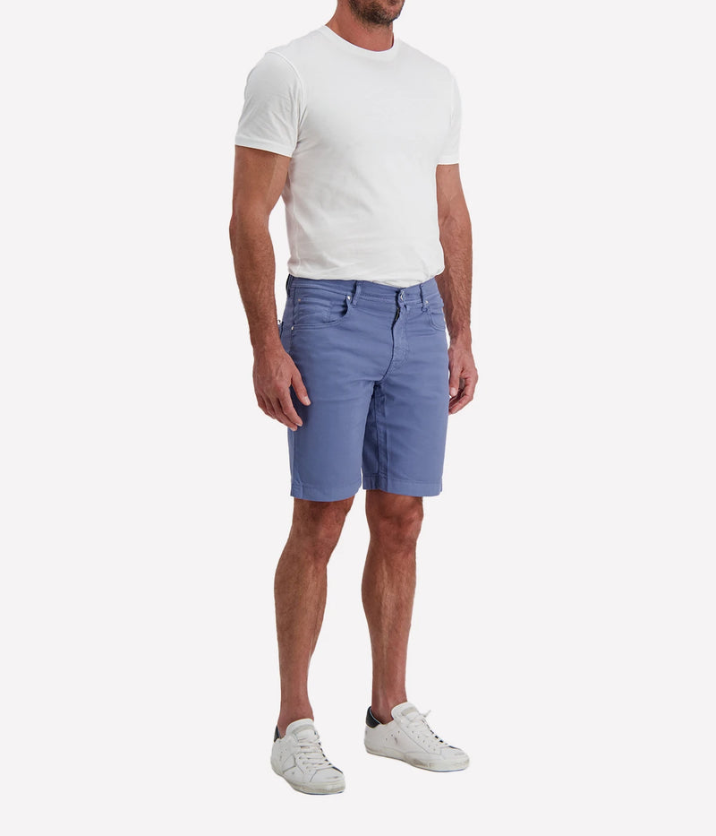 Jacob Cohën Nicolas Bermuda 5 PKT Slim Fit in W62 Aviation Suede Patch – Angled View Tailored Bermuda Shorts