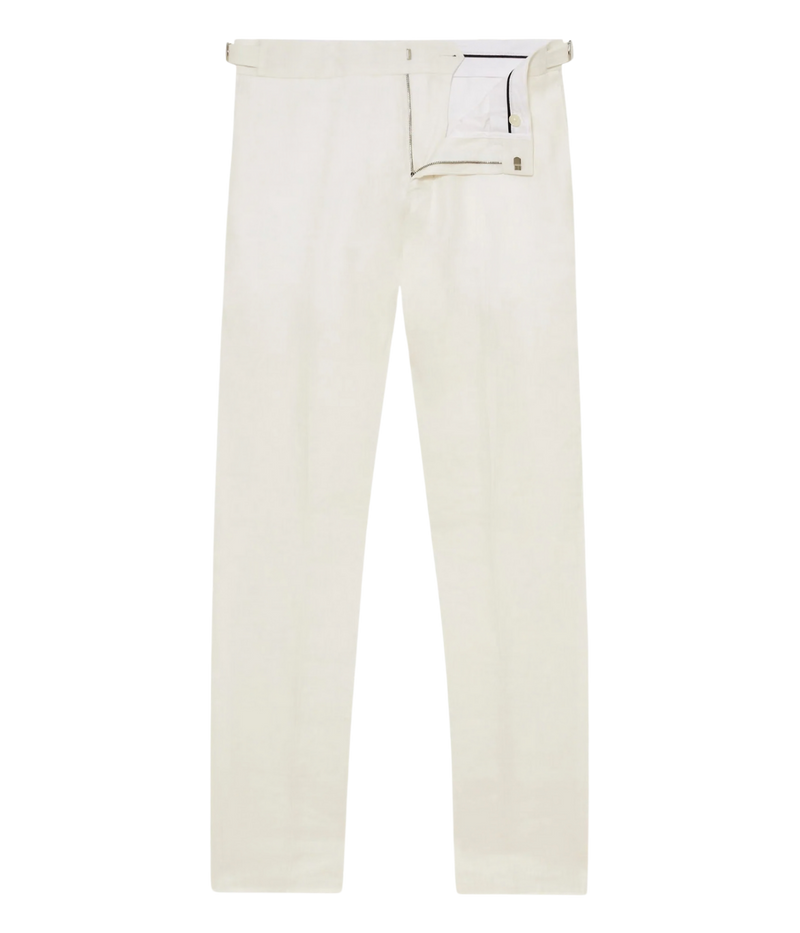 Griffon Italian Linen Trouser in White Sands